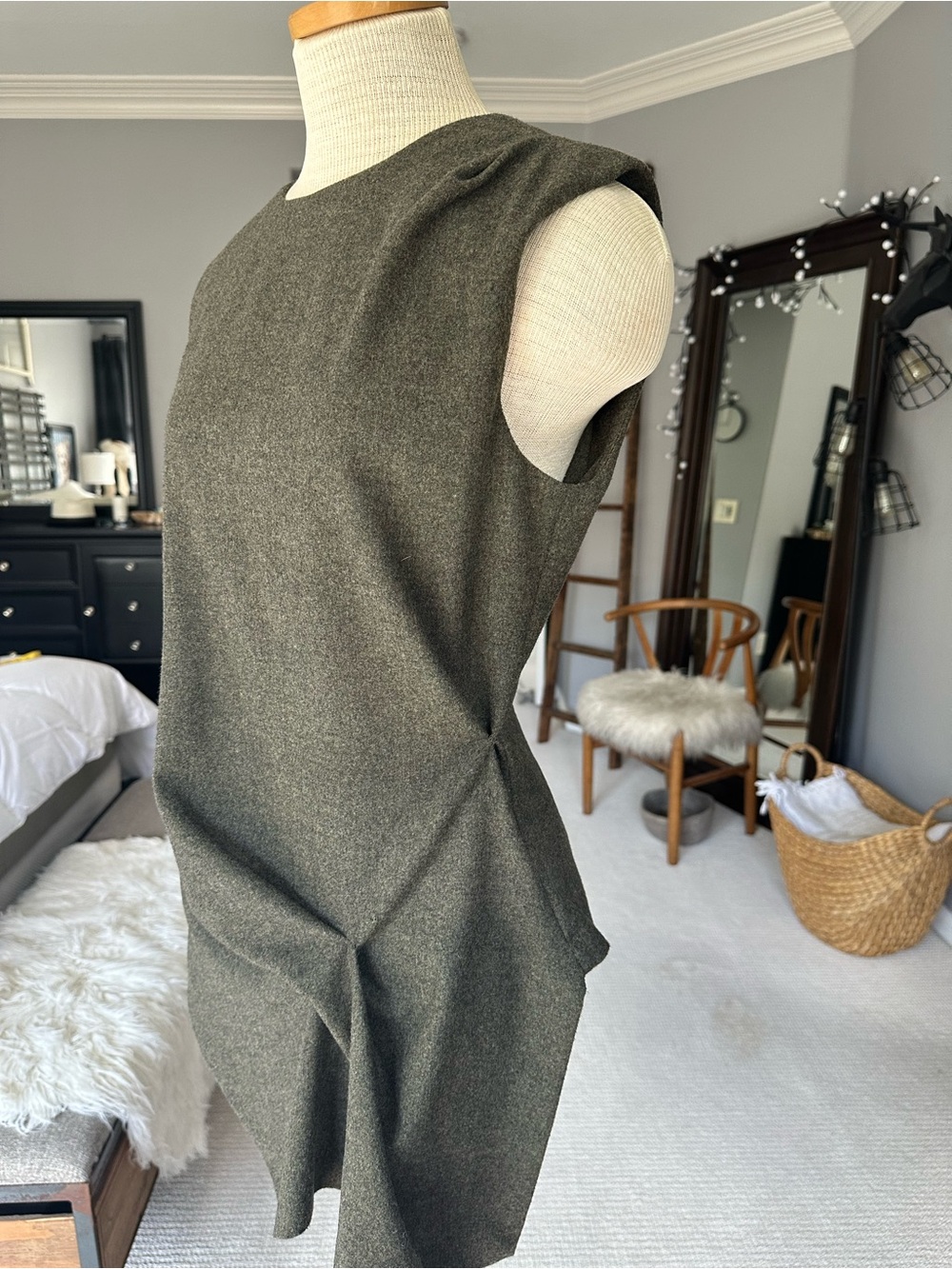 Zara Woman Olive Gray/Green Wool Blend Top size medium - Picture 3 of 16